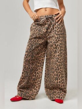 Damson Madder Rafe Leopard Print Trouser Pants Brown Size UK 10 & US 6 NWT
